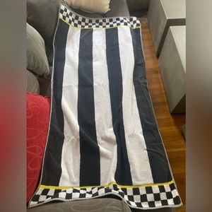 Mackenzie-Childs courtly check with stripe bath towel and wash cloth.